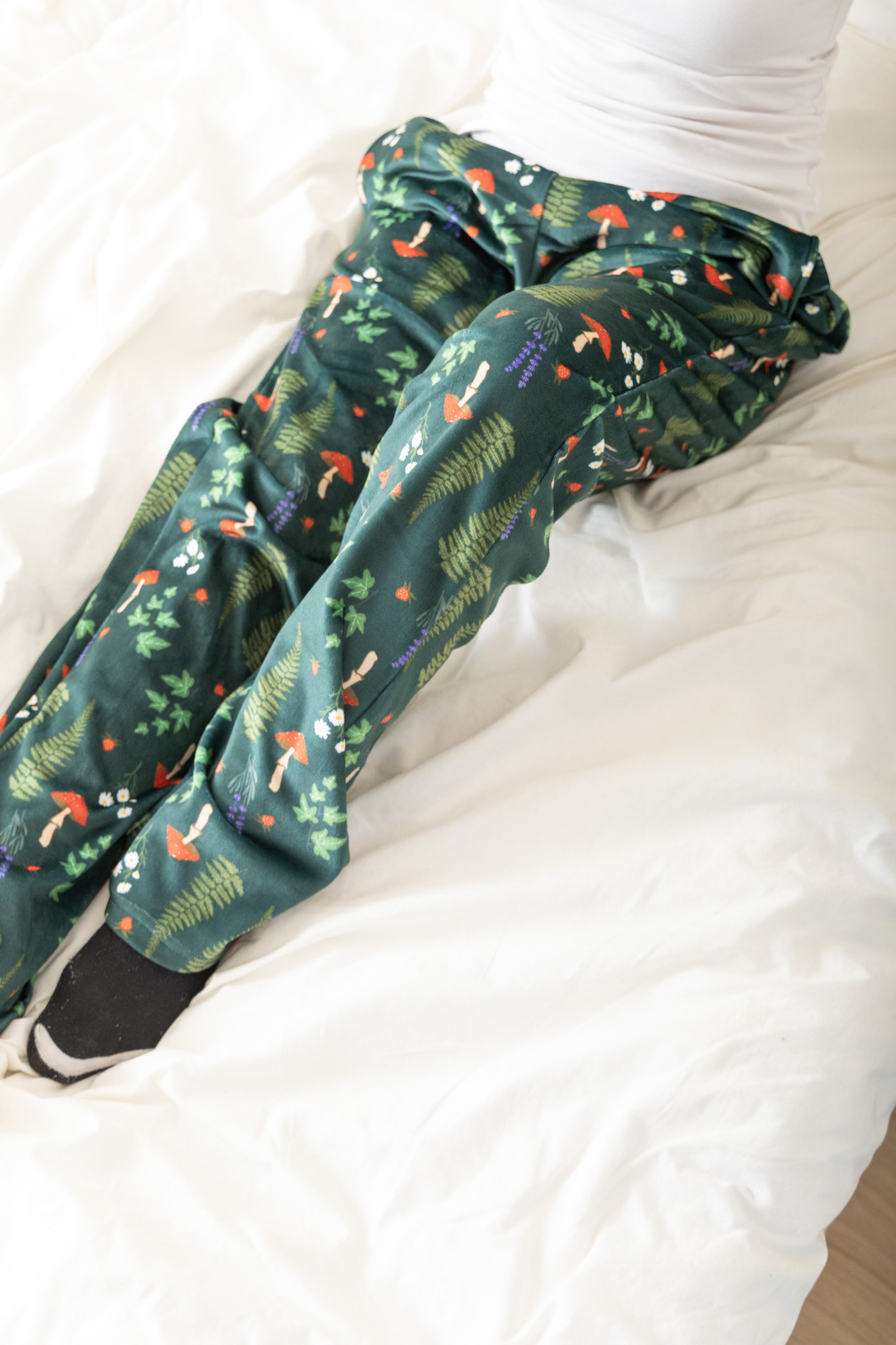 Image of Green Velvet-Touch Pajama Pants